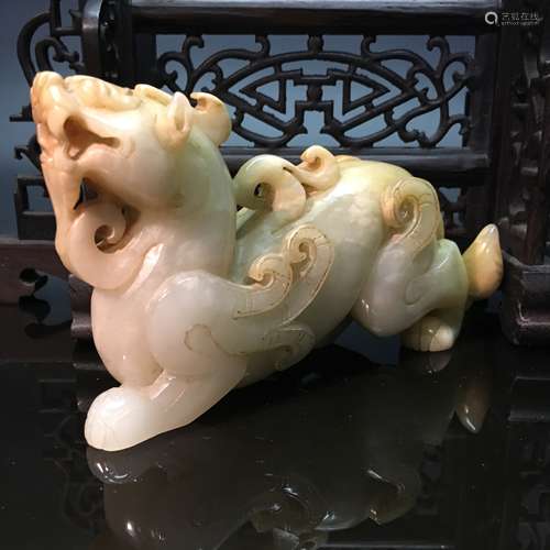 Chinese Hetian Jade Five Claw Dragon Figure