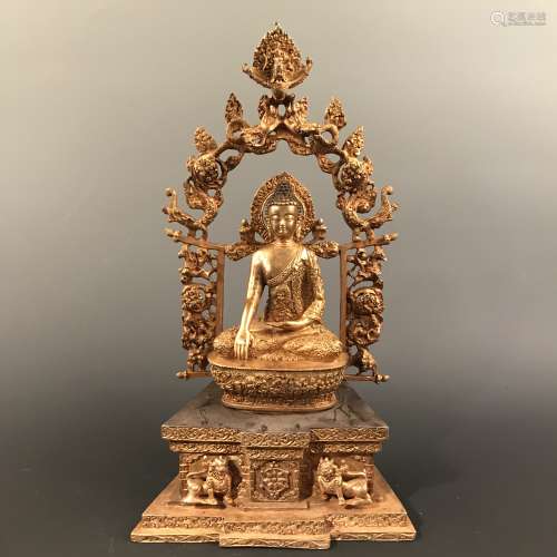 Chinese Gilt Bronze Buddha Shakyamuni Figure