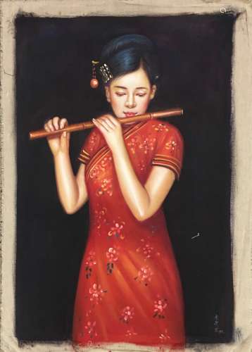 Chinese 'Beauty' Oil Painting, Li Guijun Signature