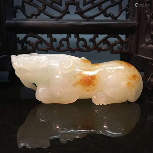 Chinese Hetian Jade Ruishou Figure