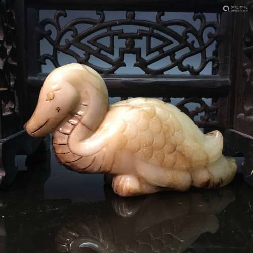 Chinese Hetian Jade Duck Figure