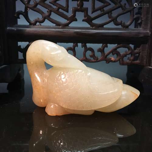 Chinese Hetian Jade Duck Figure