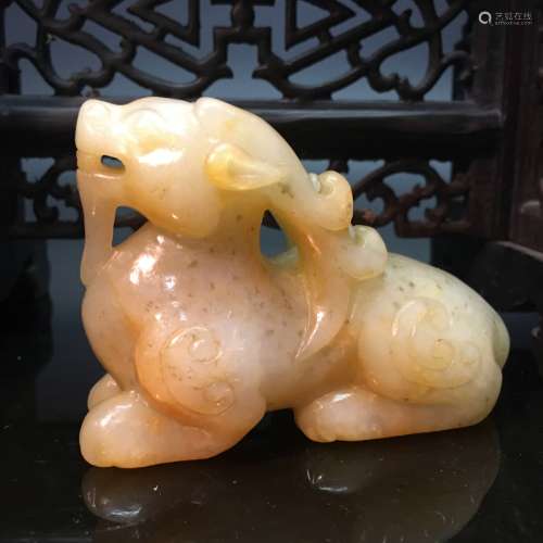 Chinese Hetian Jade Ruishou Figure