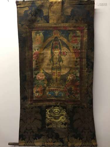 Chinese Hanging Scroll Thangka of Avalokitesvara