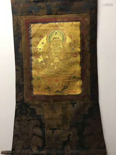 Chinese Hanging Scroll Thangka of Arya Sitatapatra
