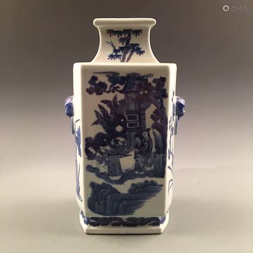 Chinese Blue & White Square Vase