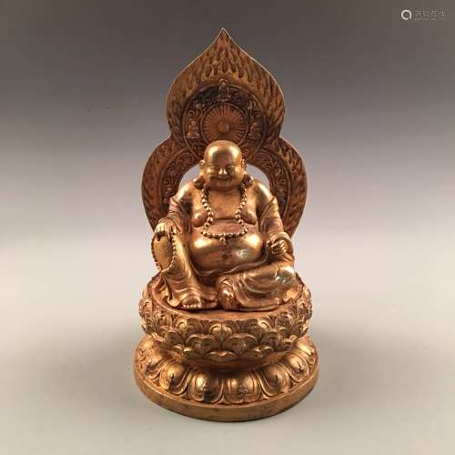 Chinese Gilt Bronze Sitted Happy Buddha