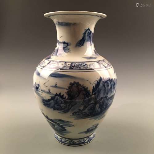Chinese While-Blue Vase with Kangxi Mark