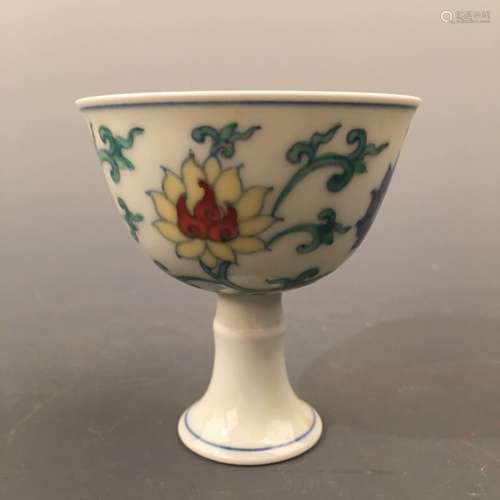 Chinese Doucai 'Lotus' Standing Cup, Chenghua Mark