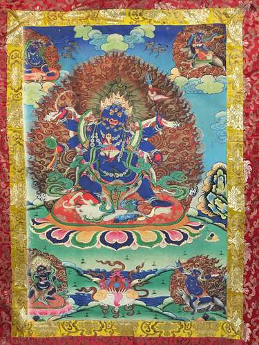 Chinese Thangka of Makahala on Silk