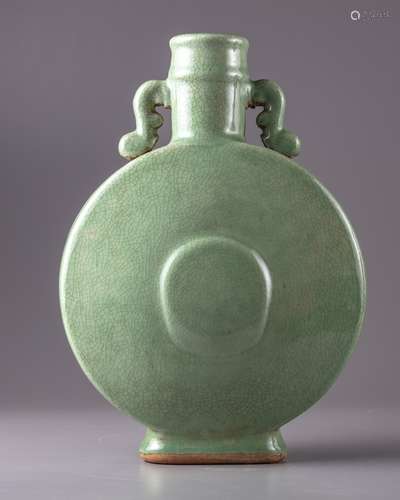 A Chinese large green glazed moonflask