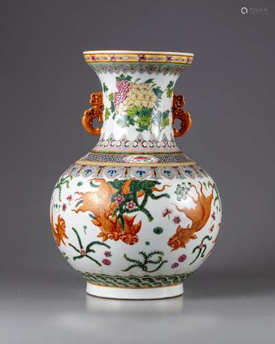 A Chinese famille rose 'goldfish' vase