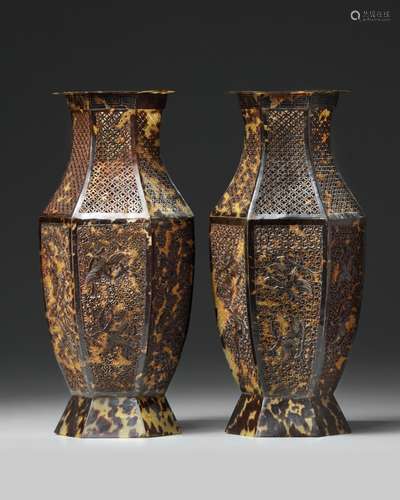 Two Chinese tortoise vases