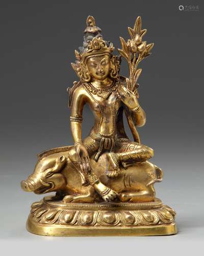 A gilt Chinese figure of Avalokiteshvara