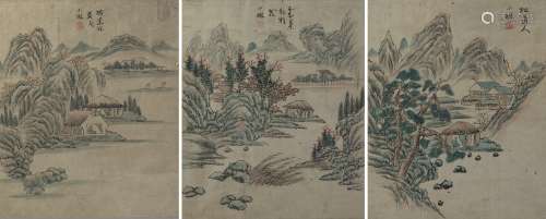 Three Chinese landscape paintings