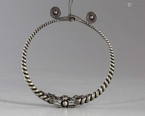 A Chinese Miao tribe silver necklace