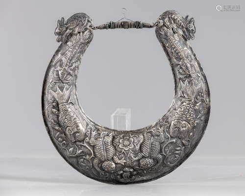 A silver Tibetan necklace