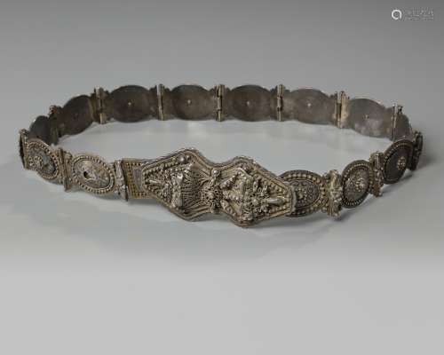An Islamic Ottoman silver belt
