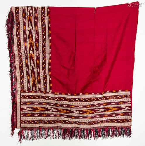 A Turkmen silk embroidered textile scarf