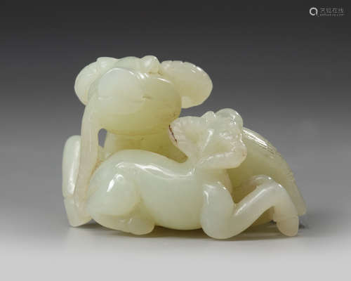 A jade carving of two ox