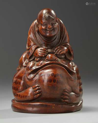 A Chinese bamboo carving of Liu Hai and the three-legged toad