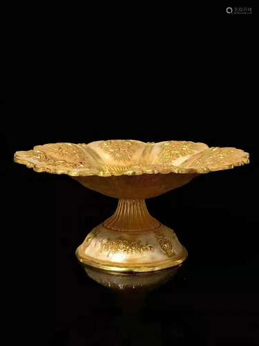 A Chinese Gilt Bronze Plate