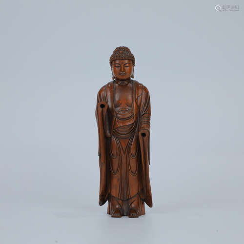 A Chinese Carved Wood Buddha