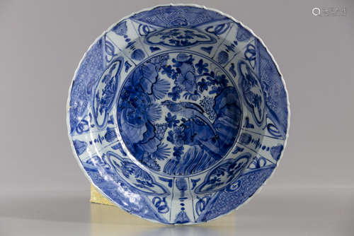 A large Chinese blue and white bowl