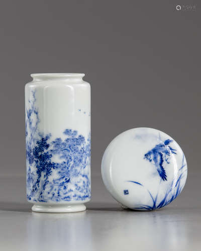 A small Chinese blue and white lantern vase