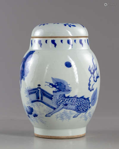 A Chinese blue and white jar and cover