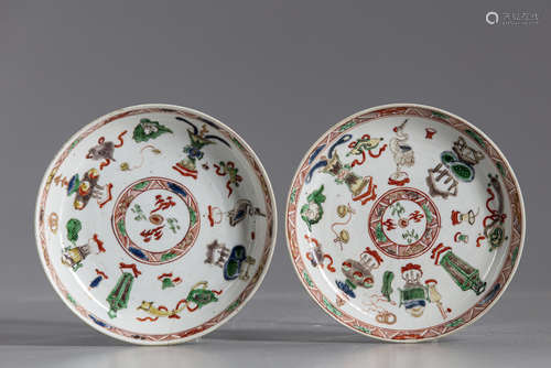 Two Chinese famille verte dishes