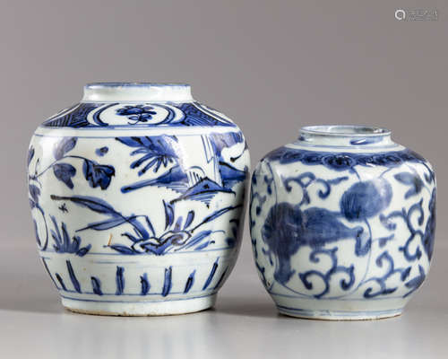 Two Chinese blue and white ginger jars