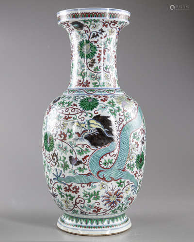 A large Chinese doucai dragon vase