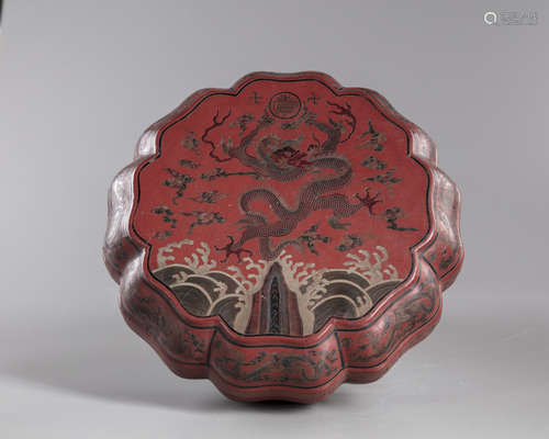 A Chinese cinnabar lacquered box and cover