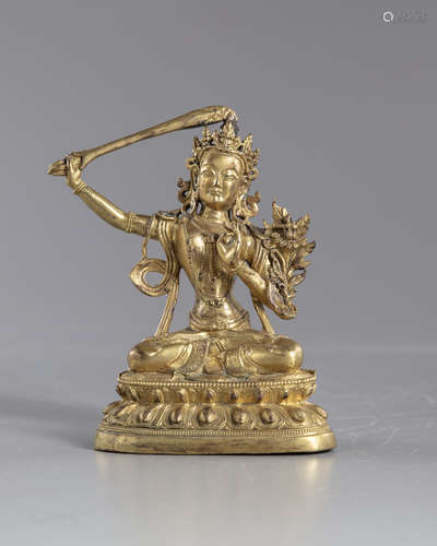 A gilt Chinese bronze bodhisattva