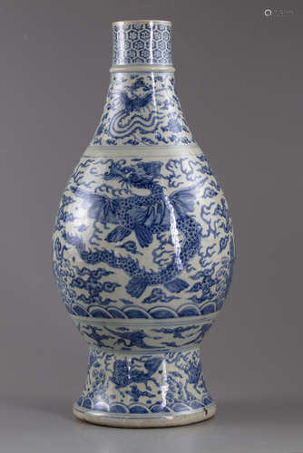 A Chinese blue and white 'mythical beasts' vase