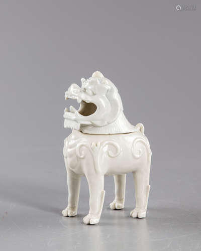 A Chinese blanc de Chine Qilin censer