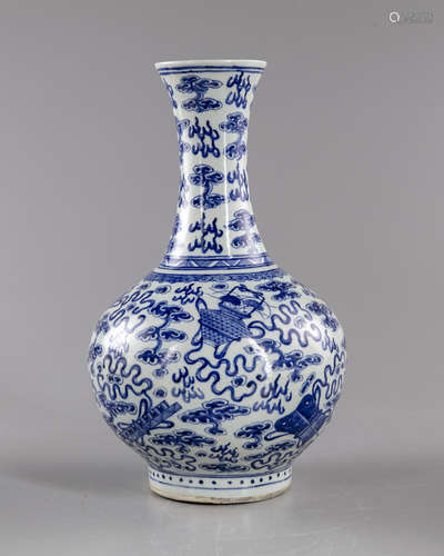 A Chinese blue and white bottle vase