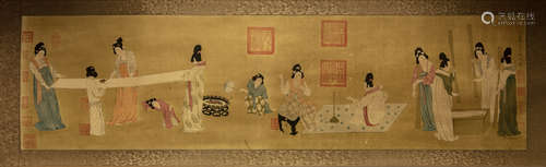 A Chinese horizontal hanging scroll