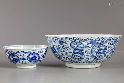 Two Chinese blue and white bowls