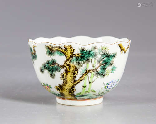 A Chinese two deer bowl