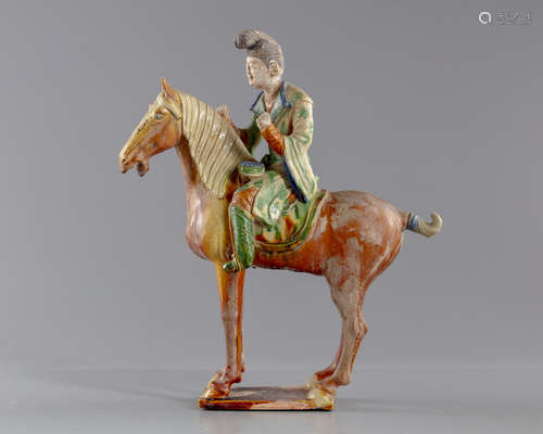 A Chinese terracotta horse and rider