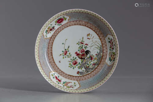 A Chinese famille rose 'cockerel' dish