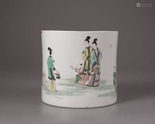 A famille verte brush-pot