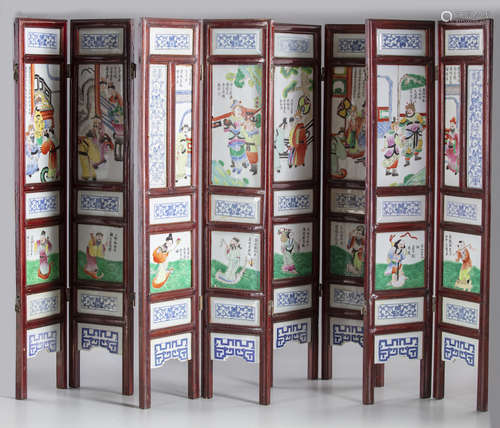 Two Chinese porcelain table screens