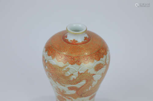 A Chinese Iron-Red Glazed Porcelain Vase