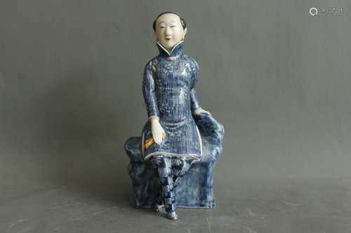 A Chinese Blue and White Porcelain Figure