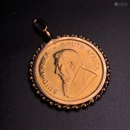 A South African 18K Gold Coin Pendant