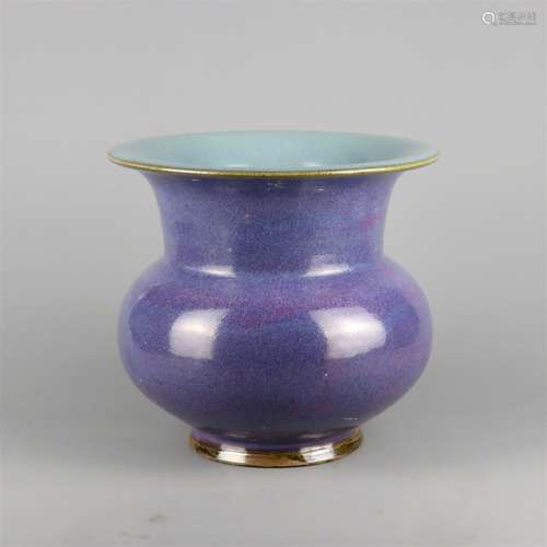 A Chinese Jun-Type Glazed Porcelain Vase