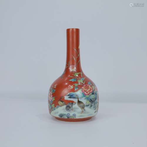 A Chinese Coral-Red Glazed Porcelain Vase